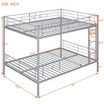 Full Over Full Metal Bunk Bed with Ladder, Durable Iron Frame in Black, White, or Silver | Just Better Bunk Beds - View 16
