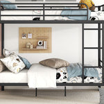 Full Over Full Metal Bunk Bed with Ladder, Durable Iron Frame in Black, White, or Silver | Just Better Bunk Beds - Detail View