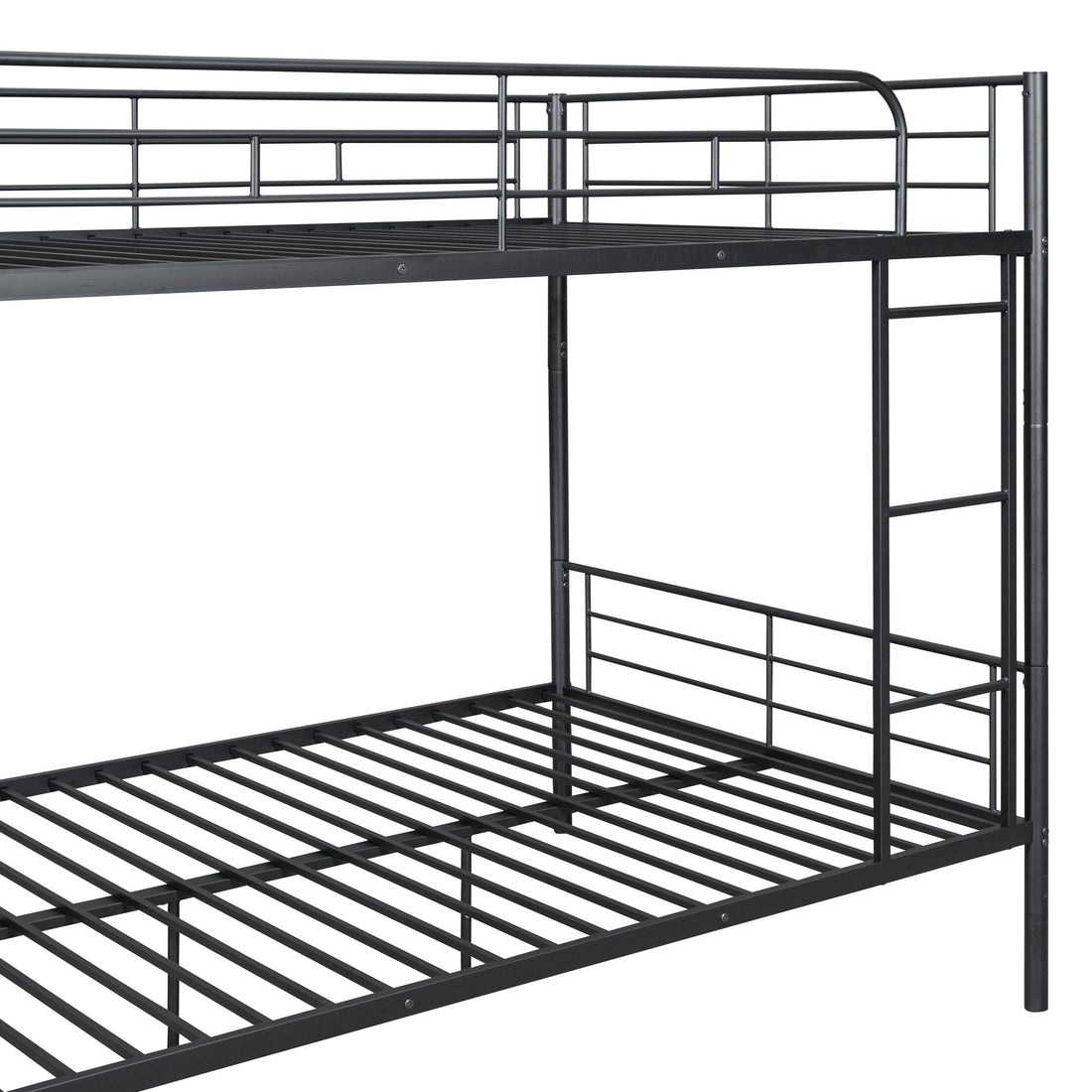 Full Over Full Metal Bunk Bed with Ladder, Durable Iron Frame in Black, White, or Silver | Just Better Bunk Beds - Side View