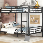 Full Over Full Metal Bunk Bed with Ladder, Durable Iron Frame in Black, White, or Silver | Just Better Bunk Beds - View 8