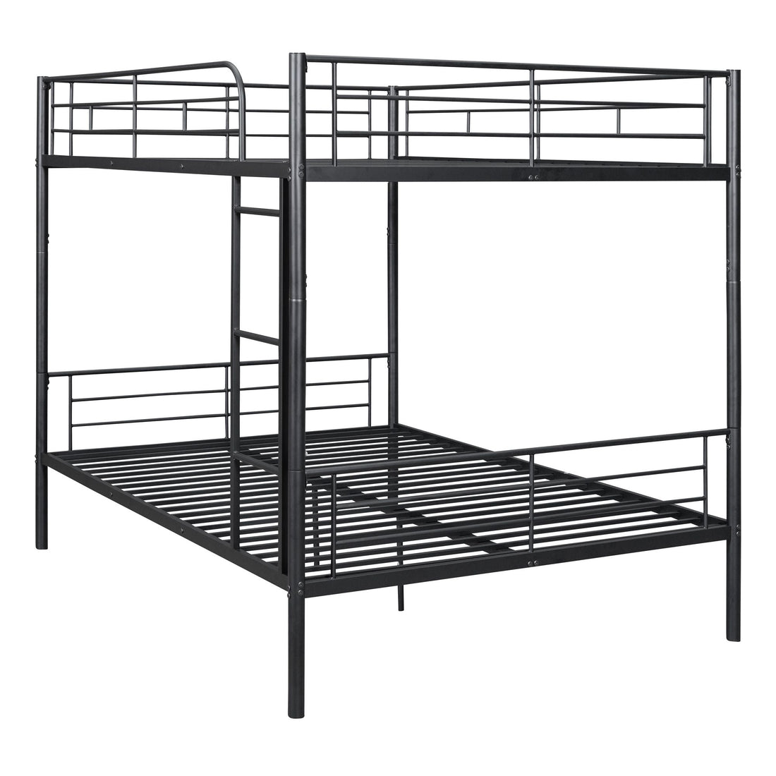 Full Over Full Metal Bunk Bed with Ladder, Durable Iron Frame in Black, White, or Silver | Just Better Bunk Beds - View 9
