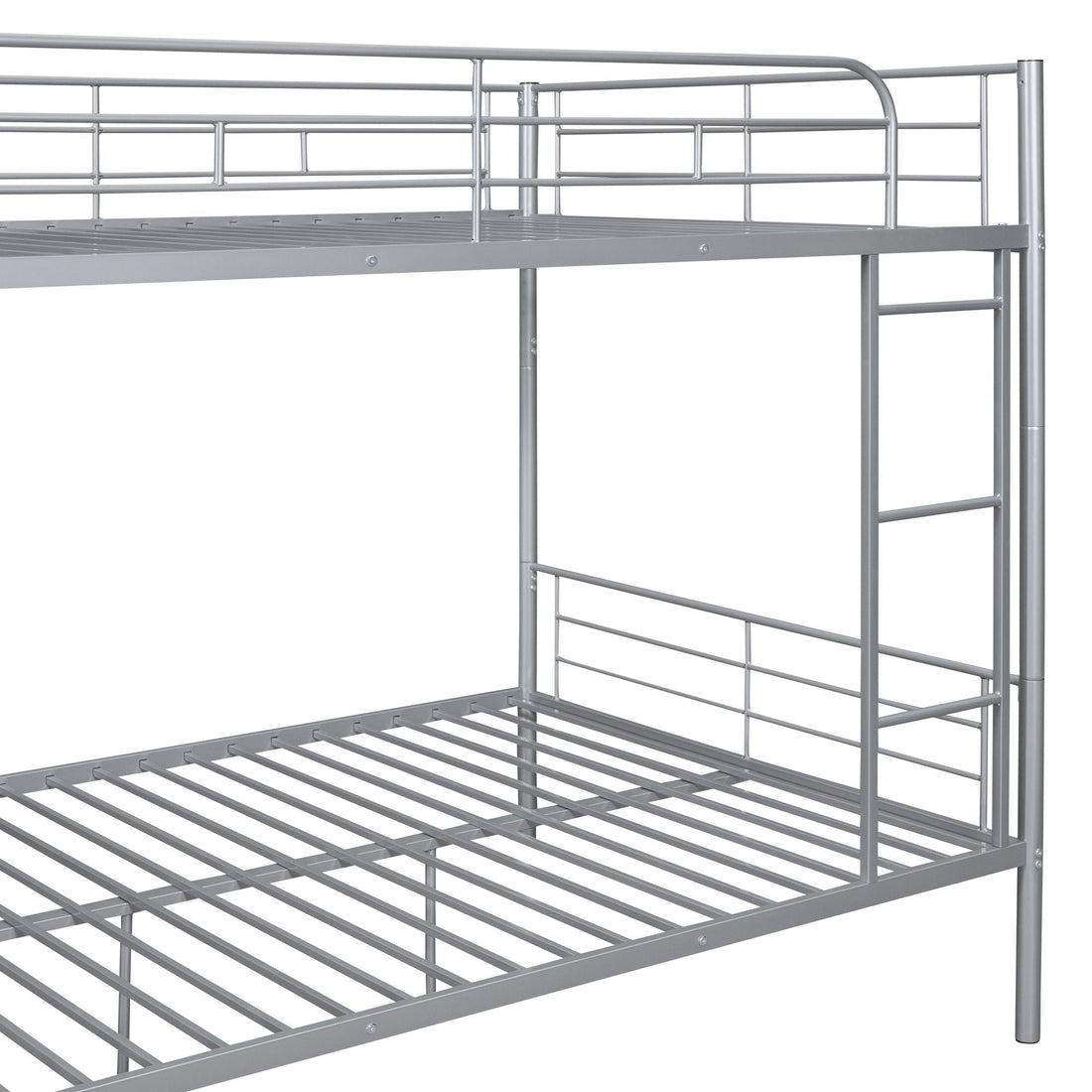 Full Over Full Metal Bunk Bed with Ladder, Durable Iron Frame in Black, White, or Silver | Just Better Bunk Beds - View 19