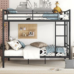 Full Over Full Metal Bunk Bed with Ladder, Durable Iron Frame in Black, White, or Silver | Just Better Bunk Beds - View 5