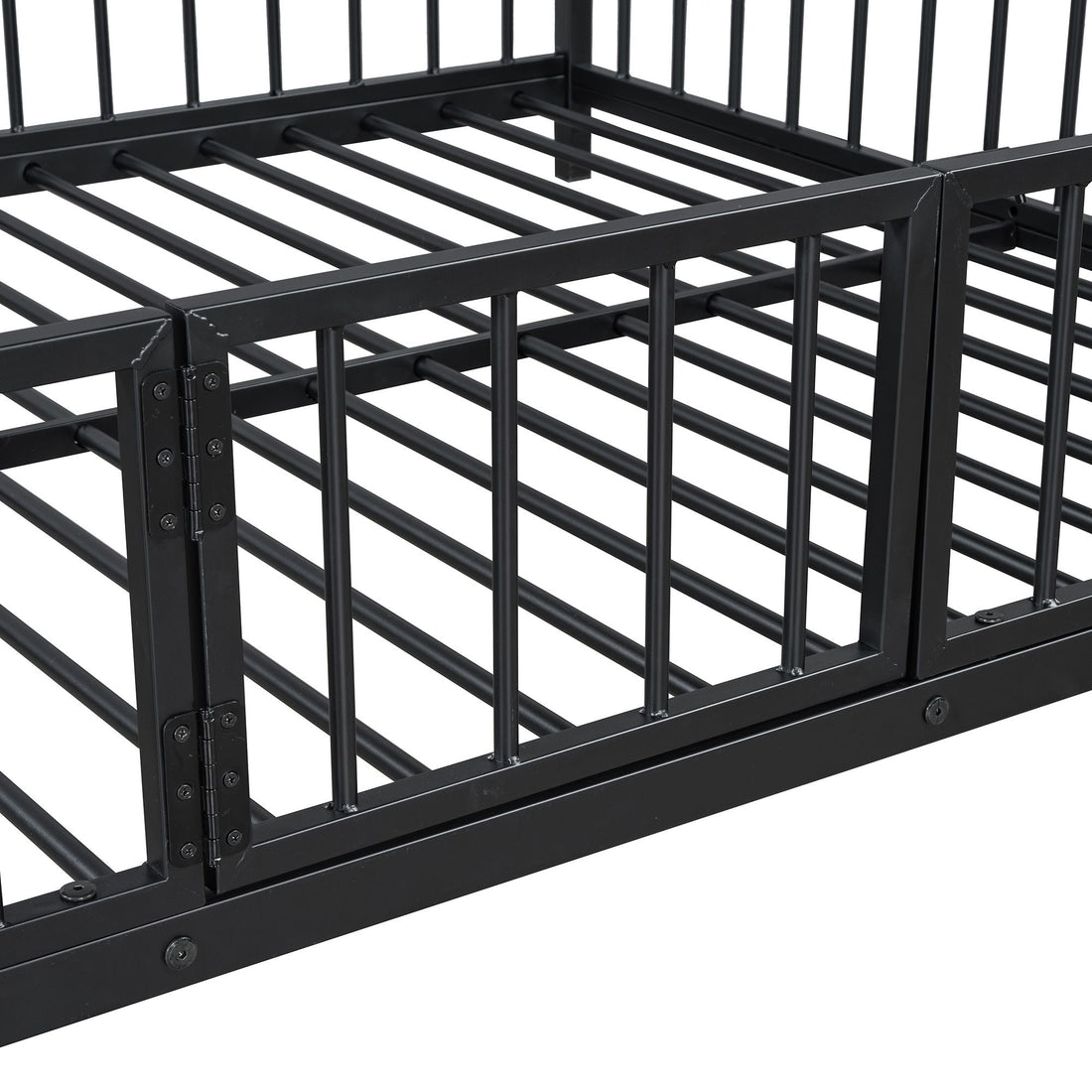 Full over Full Metal Bunk Bed with Slide and Guardrails in Black for Kids' Rooms | Just Better Bunk Beds - View 18