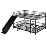 Full over Full Metal Bunk Bed with Slide and Guardrails in Black for Kids' Rooms | Just Better Bunk Beds - View 7