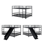Full over Full Metal Bunk Bed with Slide and Guardrails in Black for Kids' Rooms | Just Better Bunk Beds - View 14