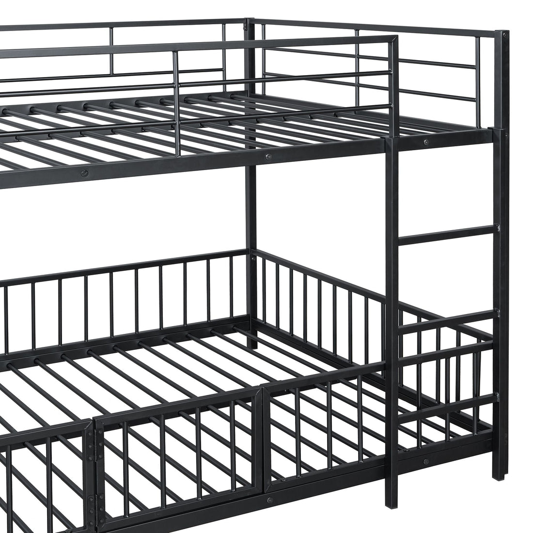 Full over Full Metal Bunk Bed with Slide and Guardrails in Black for Kids' Rooms | Just Better Bunk Beds - View 20