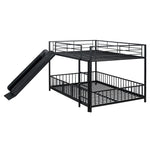 Full over Full Metal Bunk Bed with Slide and Guardrails in Black for Kids' Rooms | Just Better Bunk Beds - View 11