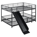 Full over Full Metal Bunk Bed with Slide and Guardrails in Black for Kids' Rooms | Just Better Bunk Beds - View 9