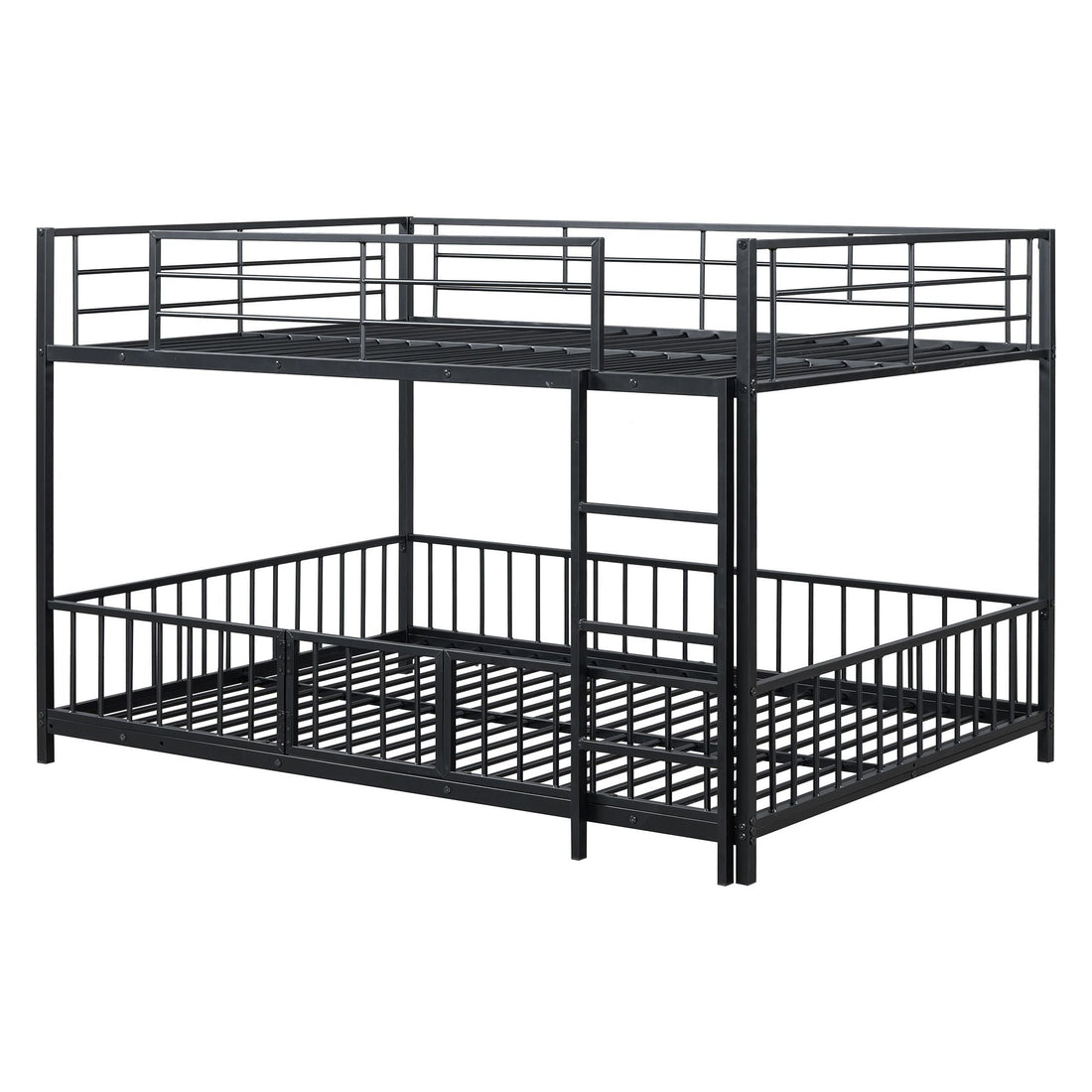 Full over Full Metal Bunk Bed with Slide and Guardrails in Black for Kids' Rooms | Just Better Bunk Beds - View 15