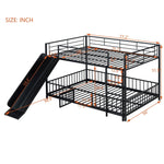Full over Full Metal Bunk Bed with Slide and Guardrails in Black for Kids' Rooms | Just Better Bunk Beds - View 12