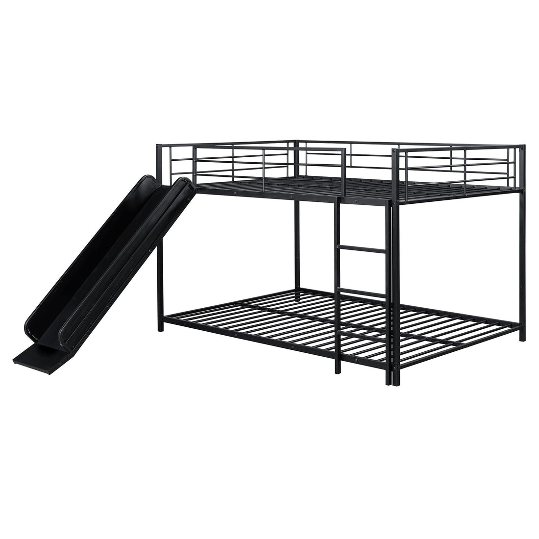 Full over Full Metal Bunk Bed with Slide and Guardrails in Black for Kids' Rooms | Just Better Bunk Beds - View 16