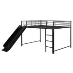 Full over Full Metal Bunk Bed with Slide and Guardrails in Black for Kids' Rooms | Just Better Bunk Beds - View 17