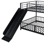 Full over Full Metal Bunk Bed with Slide and Guardrails in Black for Kids' Rooms | Just Better Bunk Beds - View 8