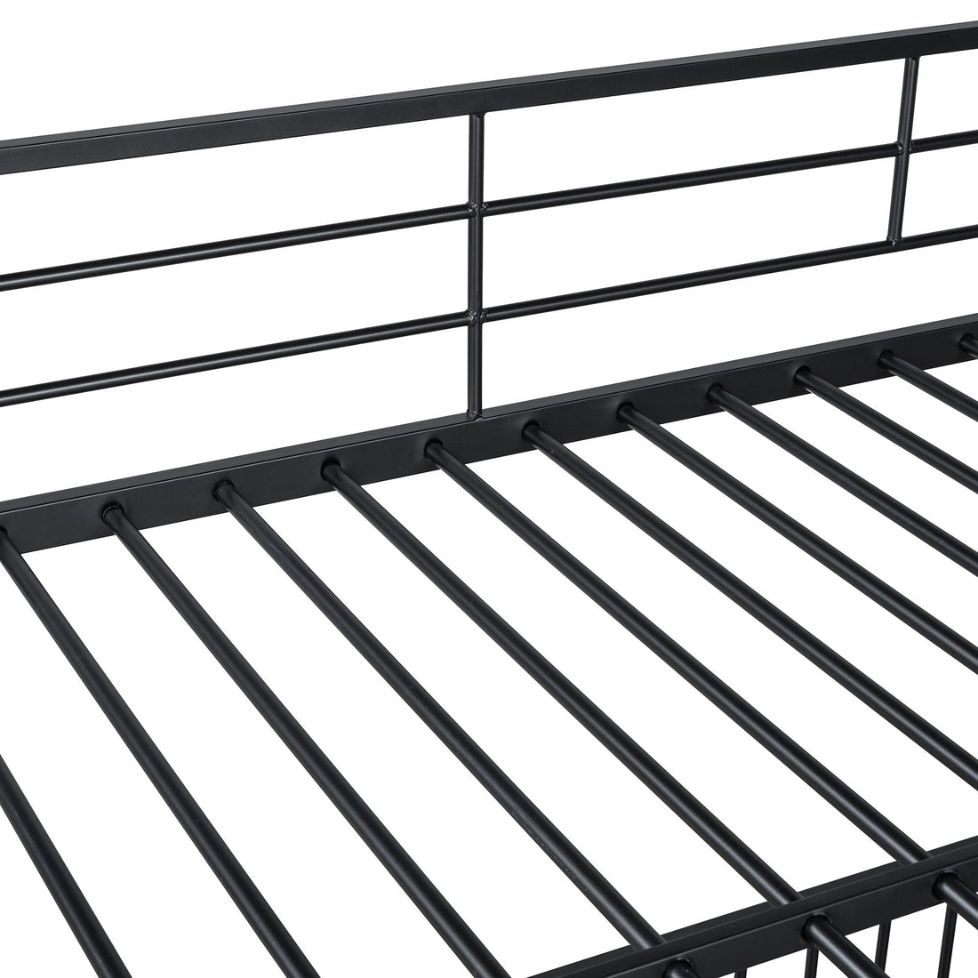 Full over Full Metal Bunk Bed with Slide and Guardrails in Black for Kids' Rooms | Just Better Bunk Beds - View 19