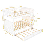 Full Over Full Pine Wood Bunk Bed with Twin Trundle, Guardrails, Brushed Gray | Just Better Bunk Beds - View 11