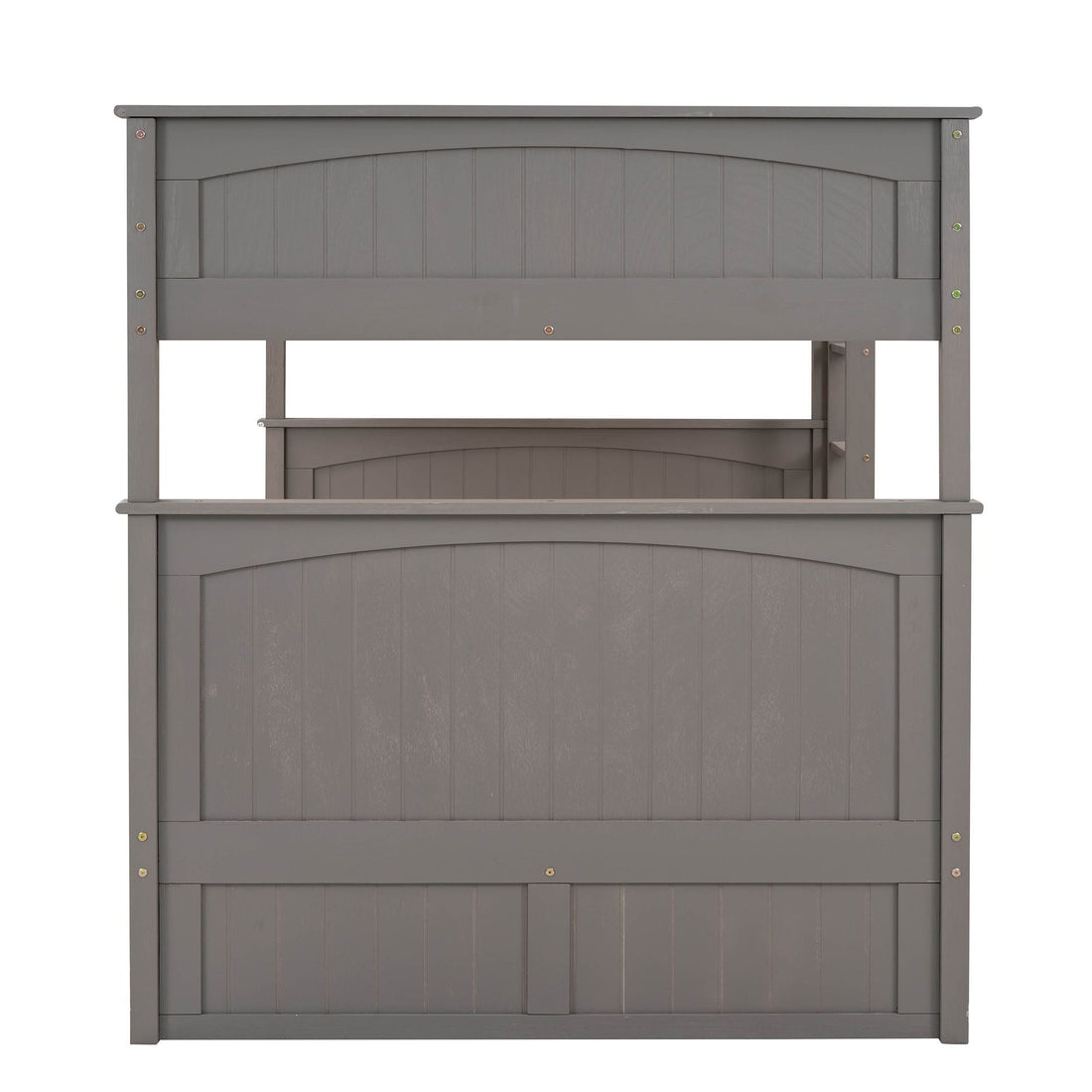 Full Over Full Pine Wood Bunk Bed with Twin Trundle, Guardrails, Brushed Gray | Just Better Bunk Beds - View 12