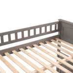 Full Over Full Pine Wood Bunk Bed with Twin Trundle, Guardrails, Brushed Gray | Just Better Bunk Beds - View 16