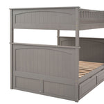 Full Over Full Pine Wood Bunk Bed with Twin Trundle, Guardrails, Brushed Gray | Just Better Bunk Beds - View 15