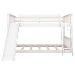 Full Over Full Wood Bunk Bed with Convertible Slide and Ladder, White, Pine & MDF | Just Better Bunk Beds - View 12