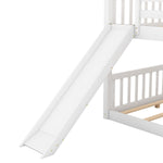 Full Over Full Wood Bunk Bed with Convertible Slide and Ladder, White, Pine & MDF | Just Better Bunk Beds - View 9