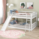 Full Over Full Wood Bunk Bed with Convertible Slide and Ladder, White, Pine & MDF | Just Better Bunk Beds - Front View