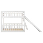 Full Over Full Wood Bunk Bed with Convertible Slide and Ladder, White, Pine & MDF | Just Better Bunk Beds - View 7