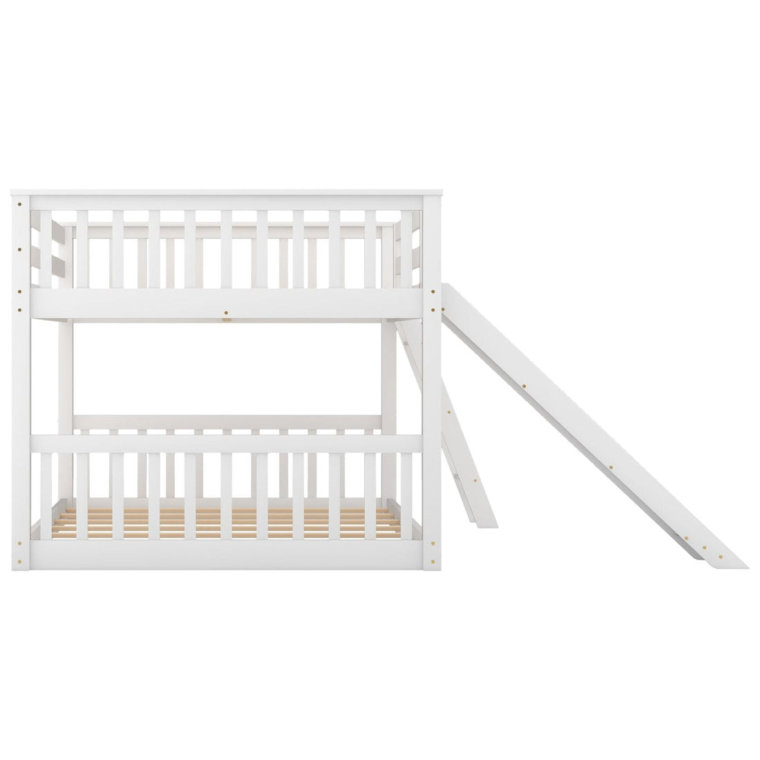 Full Over Full Wood Bunk Bed with Convertible Slide and Ladder, White, Pine & MDF | Just Better Bunk Beds - View 7