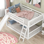 Full Over Full Wood Bunk Bed with Convertible Slide and Ladder, White, Pine & MDF | Just Better Bunk Beds - Assembly View