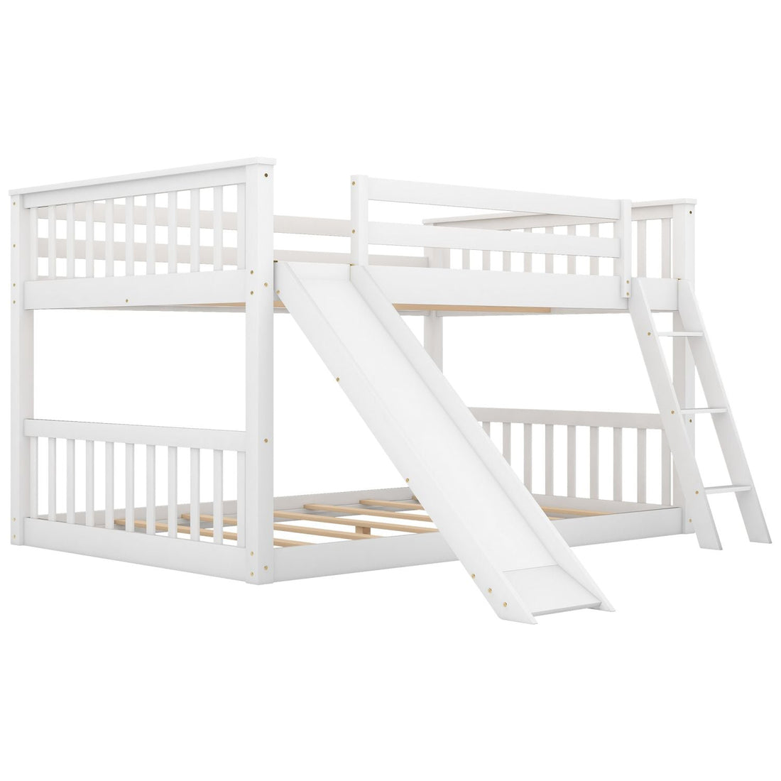 Full Over Full Wood Bunk Bed with Convertible Slide and Ladder, White, Pine Wood & MDF | Just Better Bunk Beds - View 10