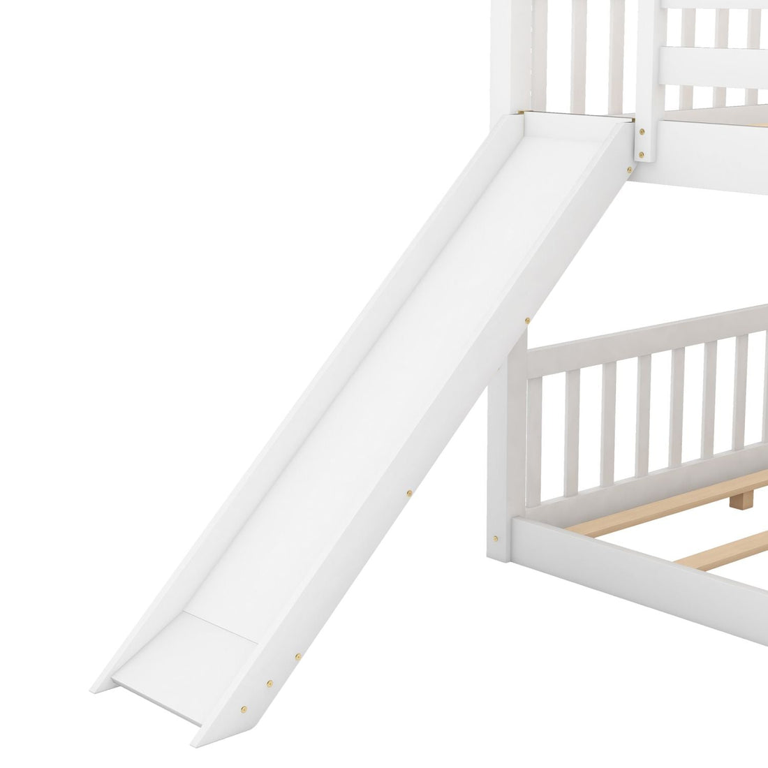 Full Over Full Wood Bunk Bed with Convertible Slide and Ladder, White, Pine Wood & MDF | Just Better Bunk Beds - View 9