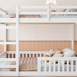 Full Over Full Wood Bunk Bed with Ladder and Guardrails, White Finish | Just Better Bunk Beds - View 7