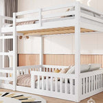 Full Over Full Wood Bunk Bed with Ladder and Guardrails, White Finish | Just Better Bunk Beds - View 9