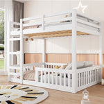 Full Over Full Wood Bunk Bed with Ladder and Guardrails, White Finish | Just Better Bunk Beds - View 5
