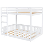 Full Over Full Wood Bunk Bed with Ladder and Guardrails, White Finish | Just Better Bunk Beds - View 16