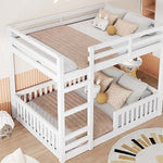 Full Over Full Wood Bunk Bed with Ladder and Guardrails, White Finish | Just Better Bunk Beds - View 8