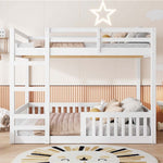 Full Over Full Wood Bunk Bed with Ladder and Guardrails, White Finish | Just Better Bunk Beds - View 6