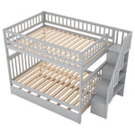 Full Over Full Wood Bunk Bed with Staircase Storage and Trundle in Gray for Kids Shared Rooms | Just Better Bunk Beds - View 8