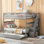 Full Over Full Wood Bunk Bed with Staircase Storage and Trundle in Gray for Kids Shared Rooms | Just Better Bunk Beds - Assembly View