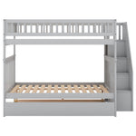 Full Over Full Wood Bunk Bed with Staircase Storage and Trundle in Gray for Kids Shared Rooms | Just Better Bunk Beds - View 13