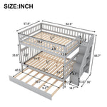Full Over Full Wood Bunk Bed with Staircase Storage and Trundle in Gray for Kids Shared Rooms | Just Better Bunk Beds - View 5