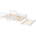 Full Over Full Wood Bunk Bed with Staircase Storage and Trundle, White | Just Better Bunk Beds - View 10