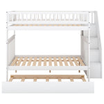 Full Over Full Wood Bunk Bed with Staircase Storage and Trundle, White | Just Better Bunk Beds - View 11