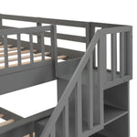 Full Over Full Wood Bunk Bed with Staircase Storage Gray Durable Pinewood | Just Better Bunk Beds - View 10