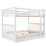 Full Over Full Wood Bunk Bed with Storage Drawers and Ladders in White | Just Better Bunk Beds - Assembly View