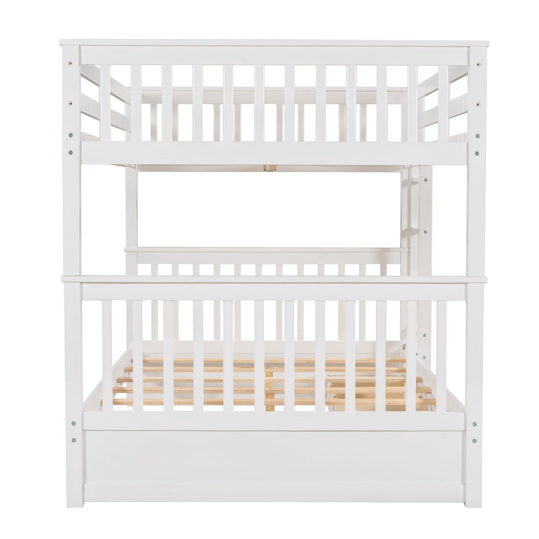 Full Over Full Wood Bunk Bed with Storage Drawers and Ladders in White | Just Better Bunk Beds - View 7