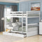 Full Over Full Wood Bunk Bed with Storage Drawers and Ladders in White | Just Better Bunk Beds