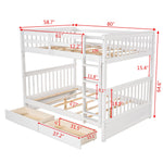 Full Over Full Wood Bunk Bed with Storage Drawers and Ladders in White | Just Better Bunk Beds - View 9