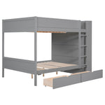 Full Over Full Wood Bunk Bed with Storage Drawers and Multi-Layer Cabinet, Gray | Just Better Bunk Beds - View 12