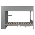 Full Over Full Wood Bunk Bed with Storage Drawers and Multi-Layer Cabinet, Gray | Just Better Bunk Beds - View 11